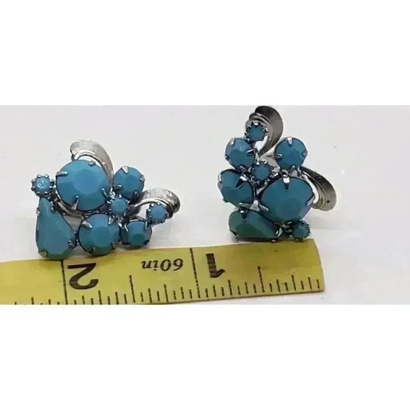 Alice Caviness Rare Set Brooch & Earrings Faux Turquoise Vintage Signed - Picture 10 of 16
